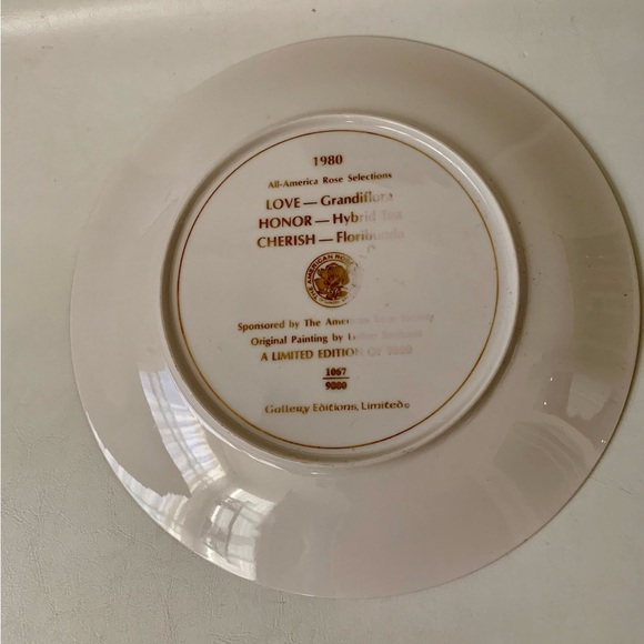 Vintage 1980 Honor White Rose Selection Plate Limited Edition By Luther Bookout - Picture 5 of 11